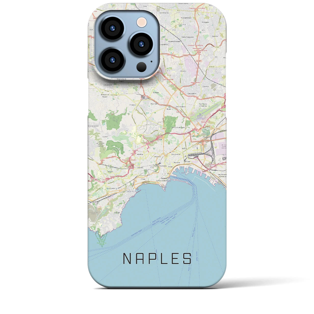 【ナポリ】地図柄iPhoneケース（バックカバータイプ・ナチュラル）iPhone 13 Pro Max 用