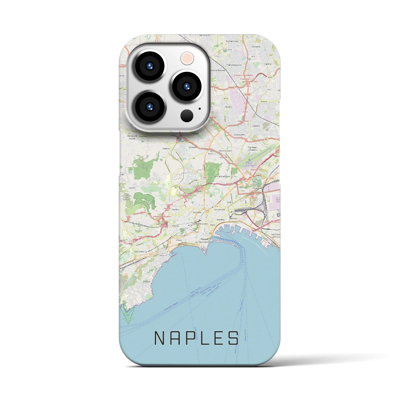 【ナポリ】地図柄iPhoneケース（バックカバータイプ・ナチュラル）iPhone 13 Pro 用