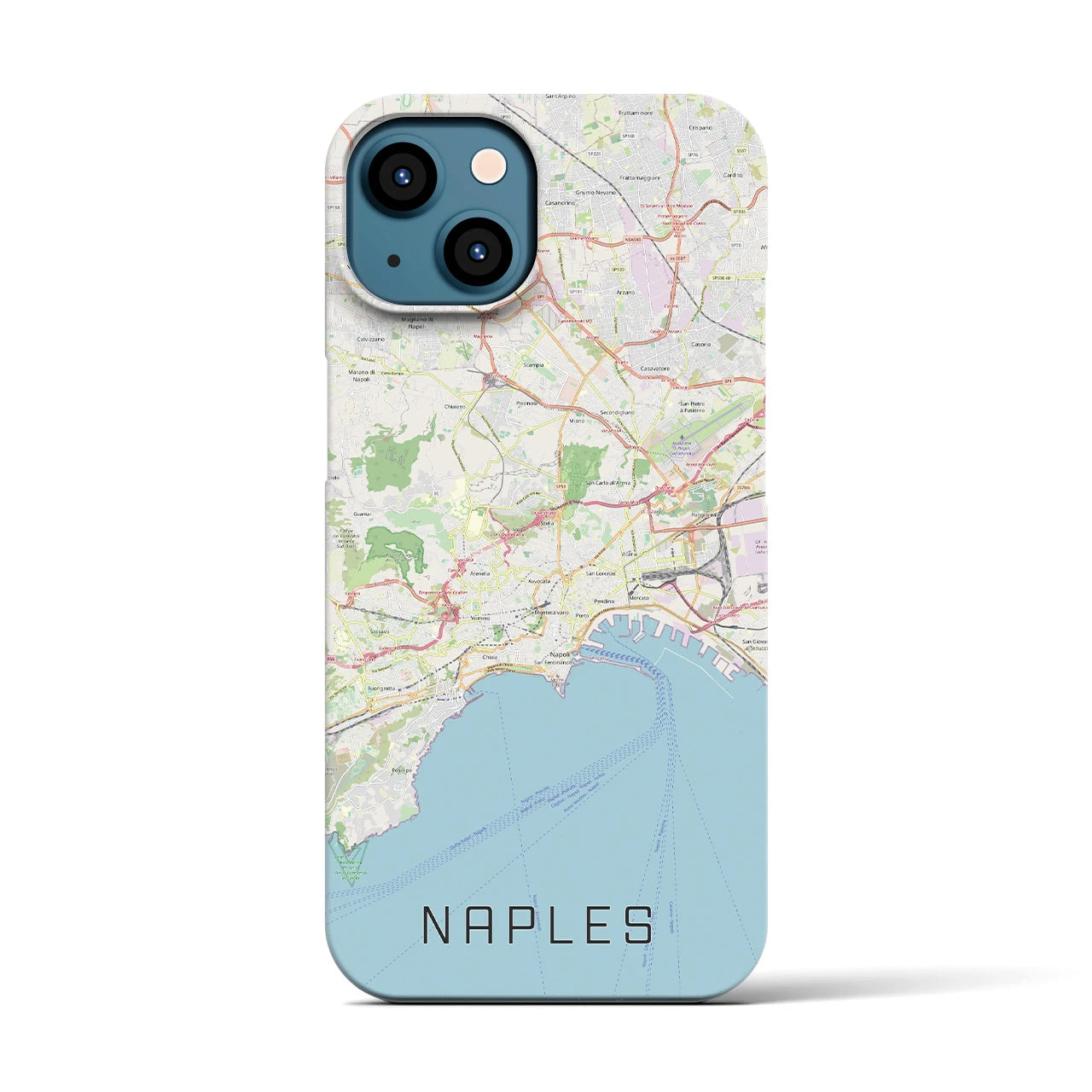 【ナポリ】地図柄iPhoneケース（バックカバータイプ・ナチュラル）iPhone 13 用