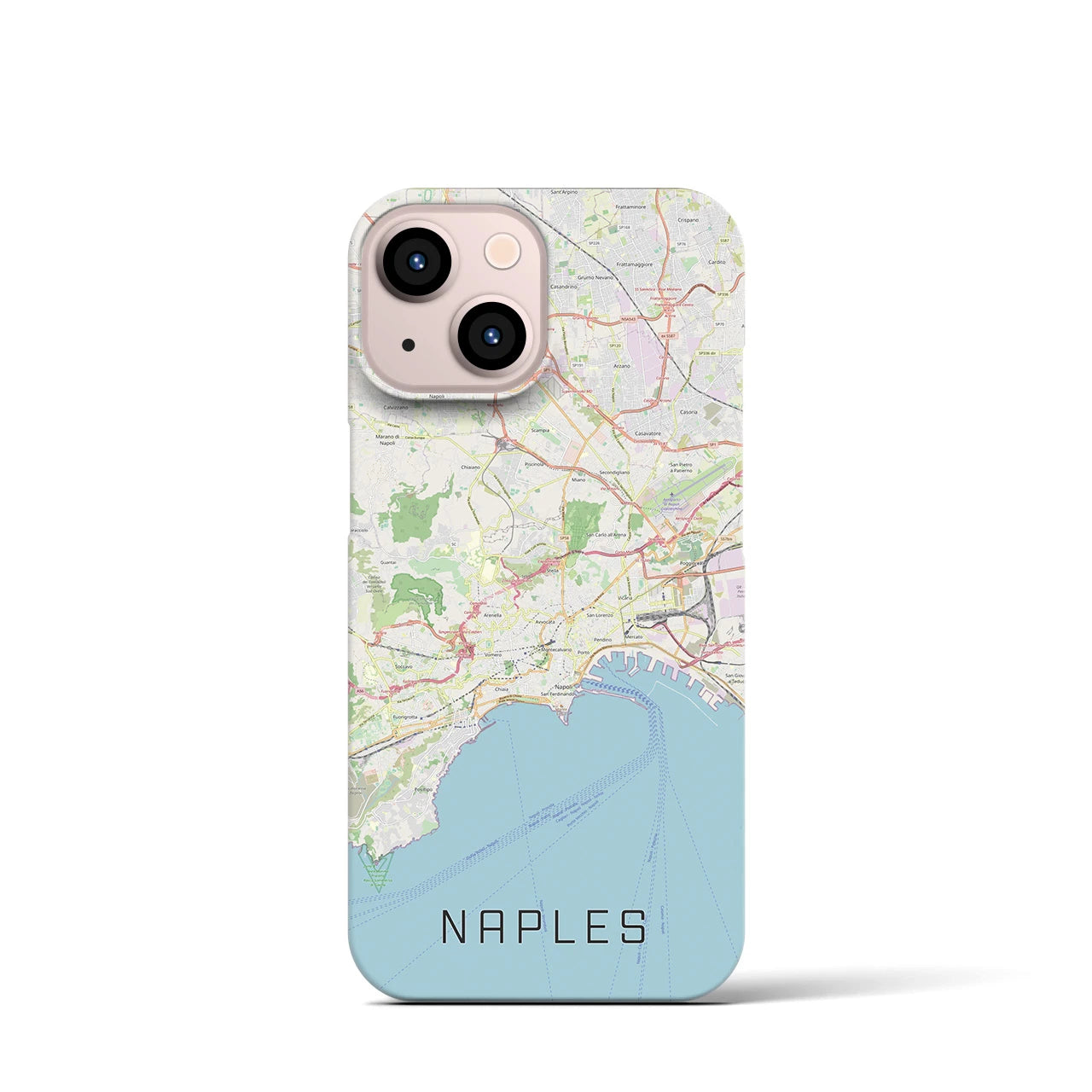 【ナポリ】地図柄iPhoneケース（バックカバータイプ・ナチュラル）iPhone 13 mini 用