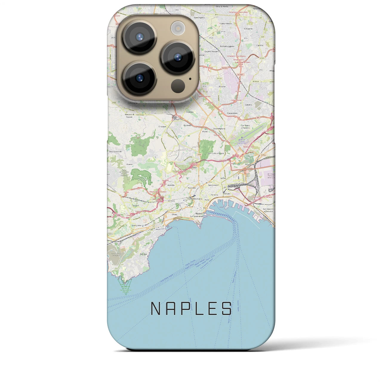 【ナポリ】地図柄iPhoneケース（バックカバータイプ・ナチュラル）iPhone 14 Pro Max 用