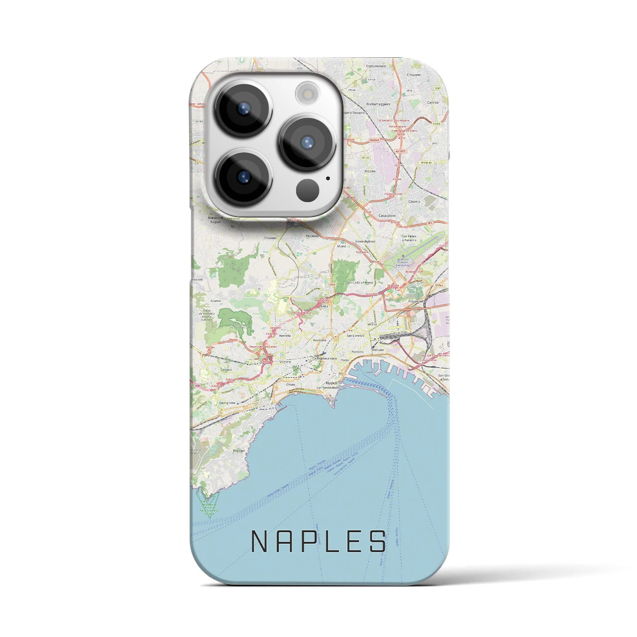 【ナポリ】地図柄iPhoneケース（バックカバータイプ・ナチュラル）iPhone 14 Pro 用