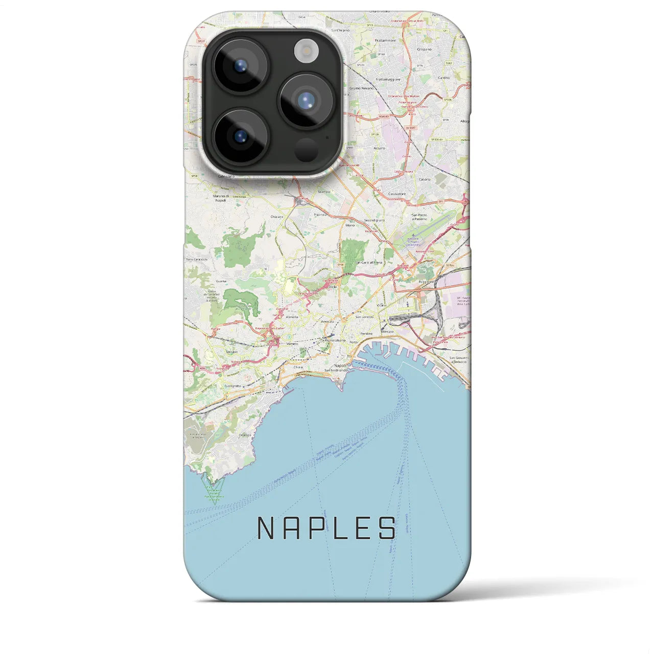 【ナポリ】地図柄iPhoneケース（バックカバータイプ・ナチュラル）iPhone 15 Pro Max 用