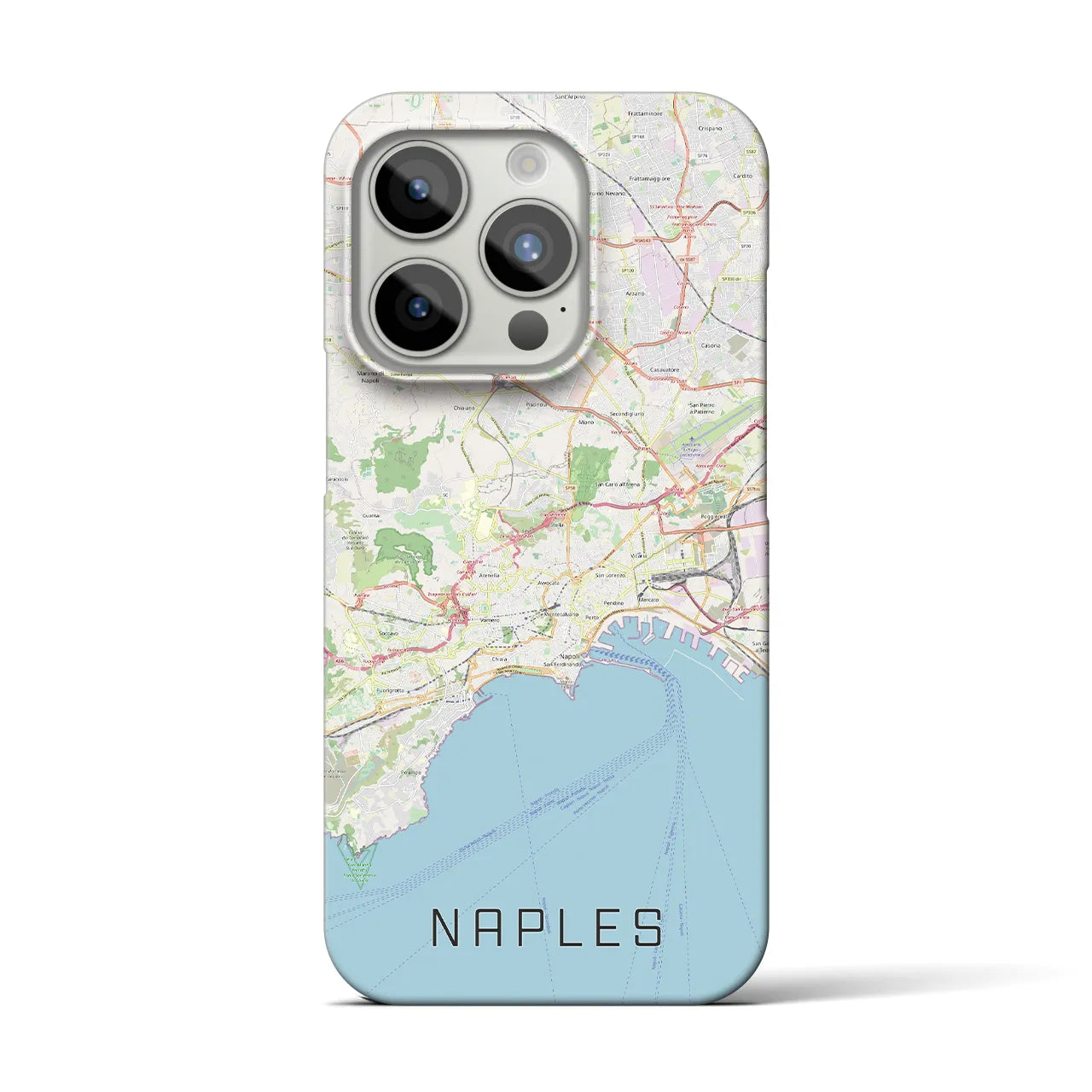 【ナポリ】地図柄iPhoneケース（バックカバータイプ・ナチュラル）iPhone 15 Pro 用
