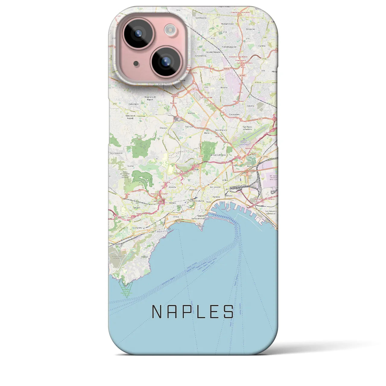 【ナポリ】地図柄iPhoneケース（バックカバータイプ・ナチュラル）iPhone 15 Plus 用
