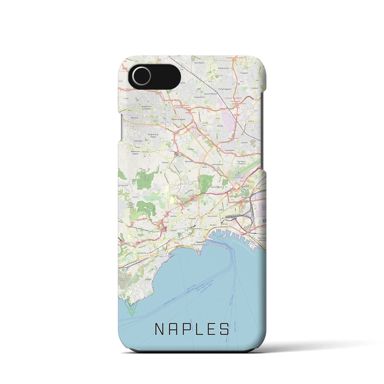 【ナポリ】地図柄iPhoneケース（バックカバータイプ・ナチュラル）iPhone SE（第3 / 第2世代） / 8 / 7 / 6s / 6 用