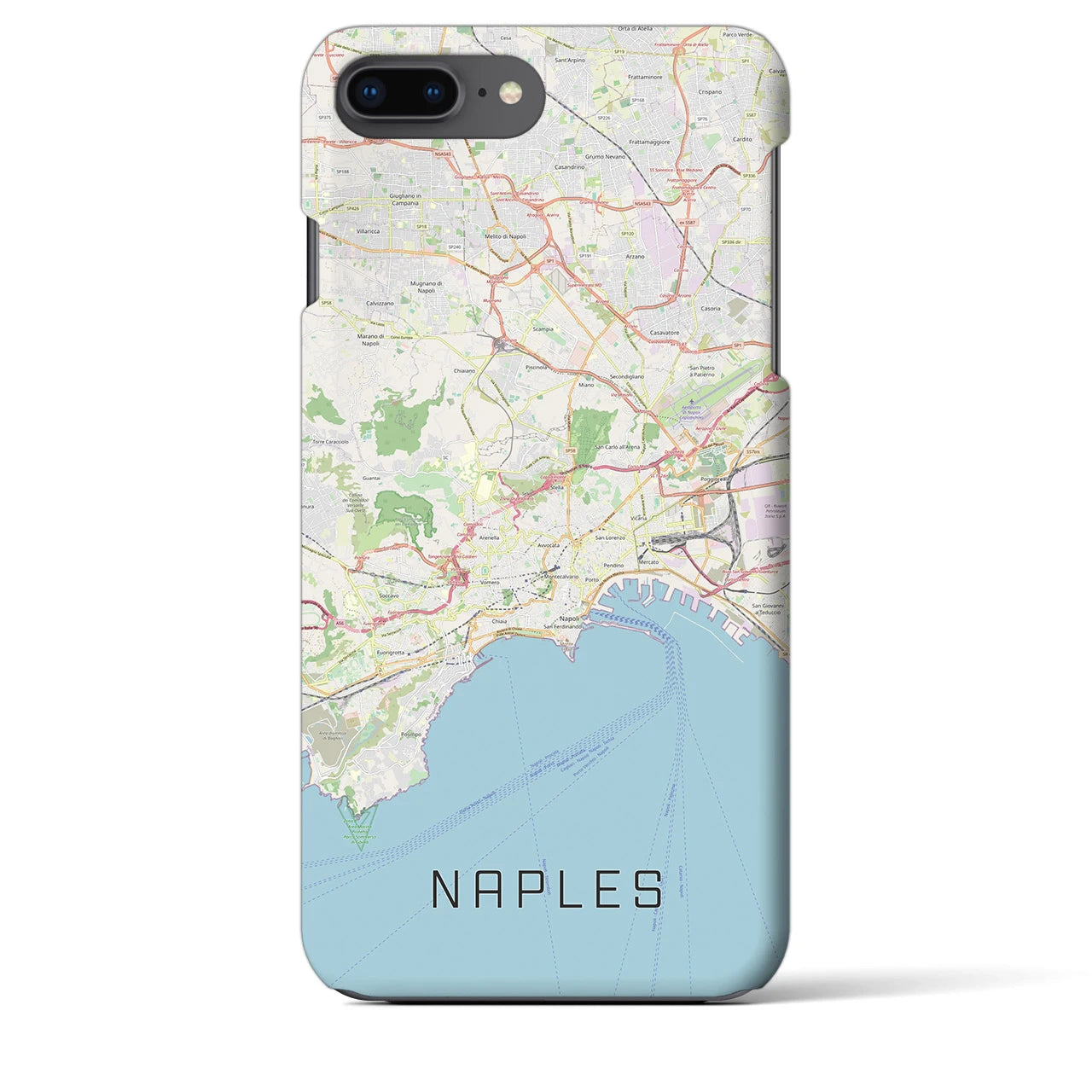 【ナポリ】地図柄iPhoneケース（バックカバータイプ・ナチュラル）iPhone 8Plus /7Plus / 6sPlus / 6Plus 用