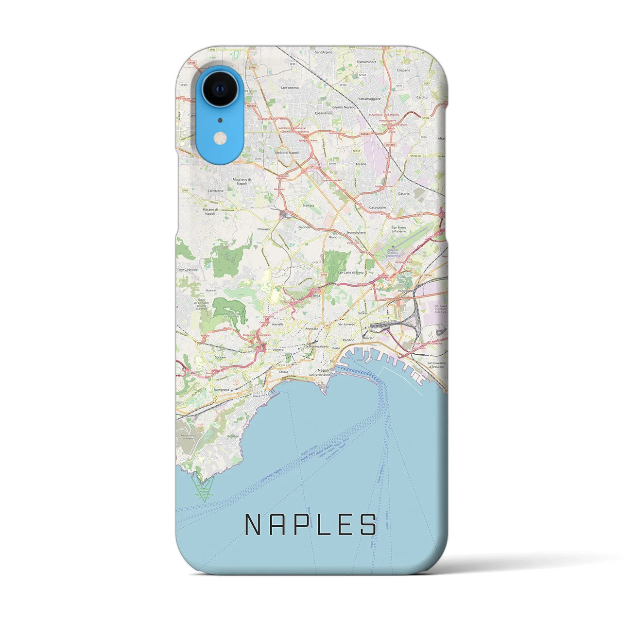 【ナポリ】地図柄iPhoneケース（バックカバータイプ・ナチュラル）iPhone XR 用