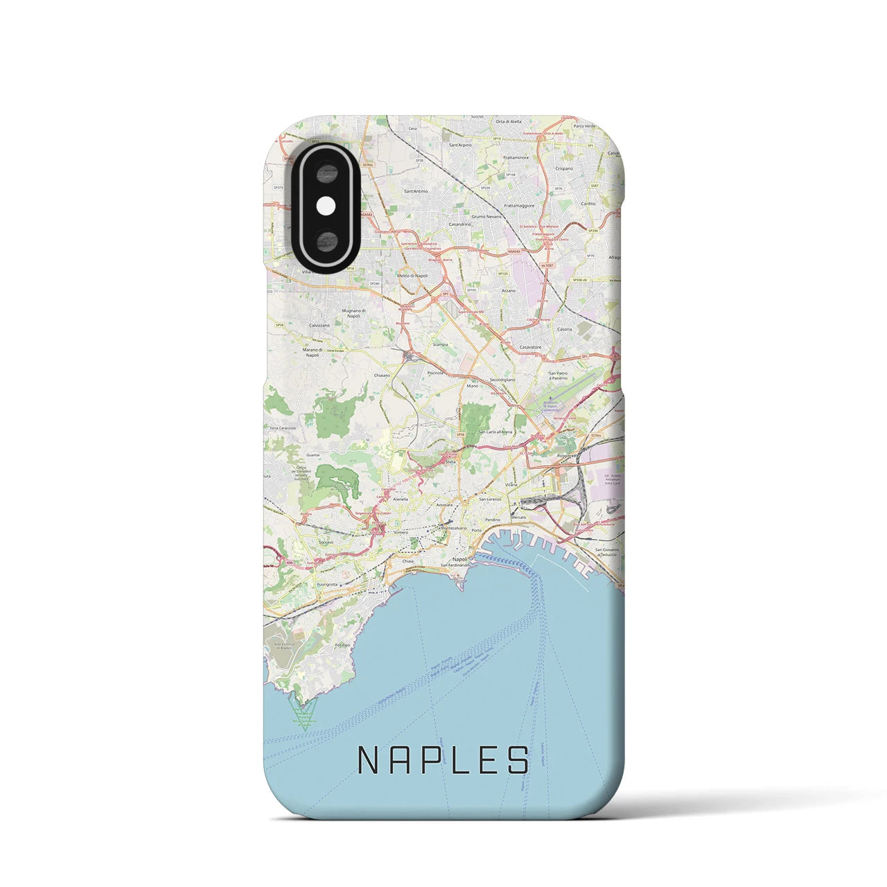【ナポリ】地図柄iPhoneケース（バックカバータイプ・ナチュラル）iPhone XS / X 用