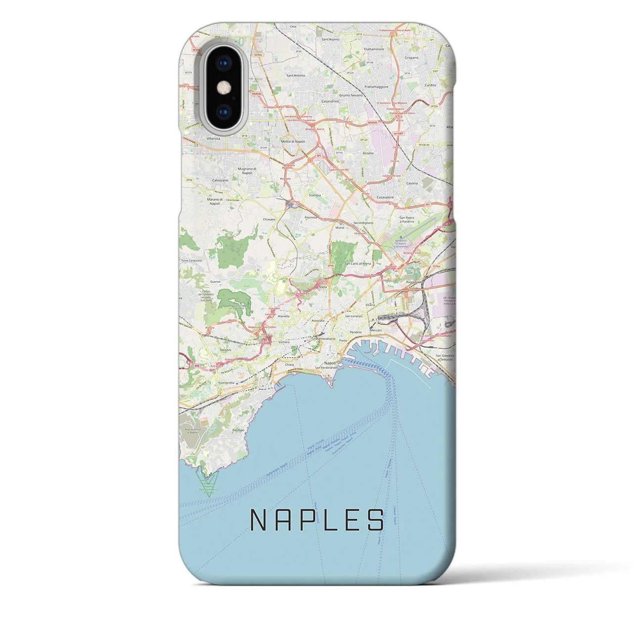 【ナポリ】地図柄iPhoneケース（バックカバータイプ・ナチュラル）iPhone XS Max 用