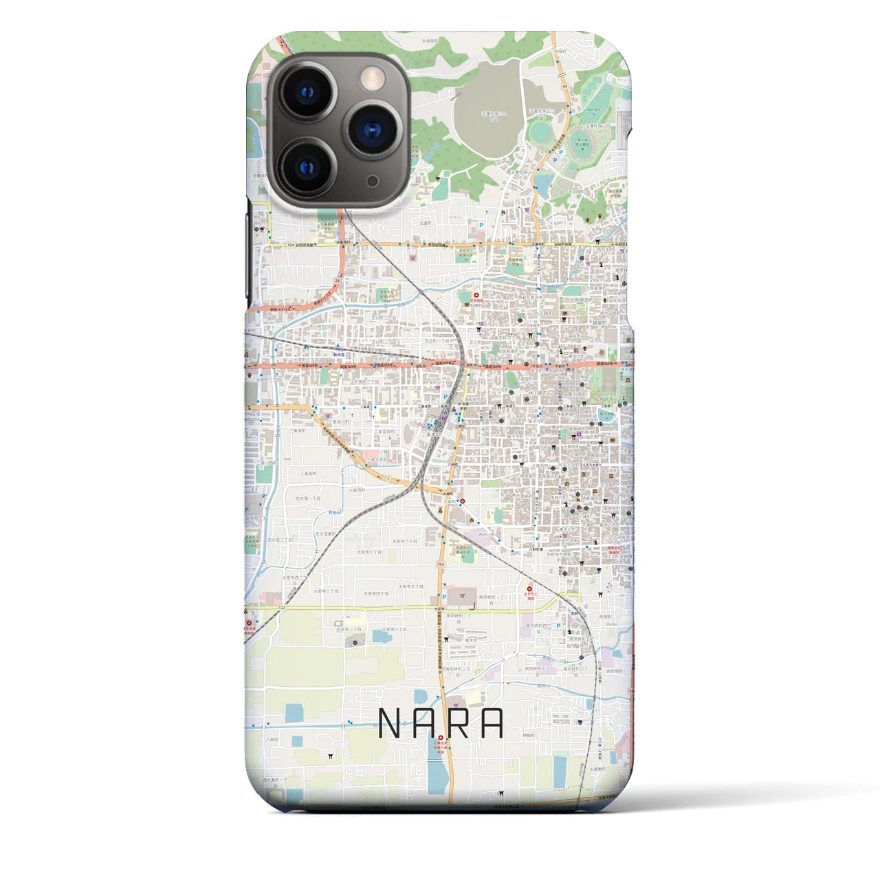 【奈良2】地図柄iPhoneケース（バックカバータイプ・ナチュラル）iPhone 11 Pro Max 用