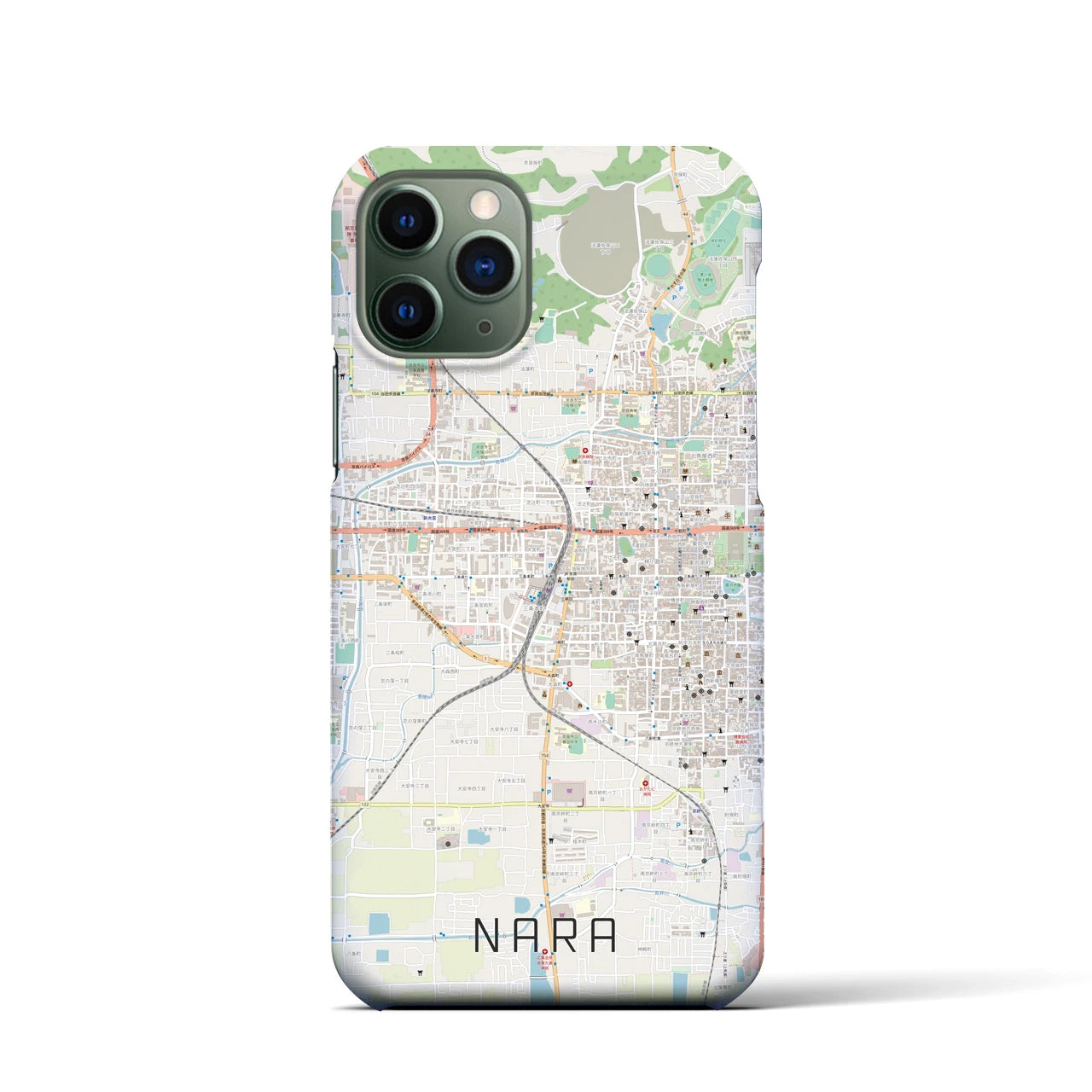 【奈良2】地図柄iPhoneケース（バックカバータイプ・ナチュラル）iPhone 11 Pro 用