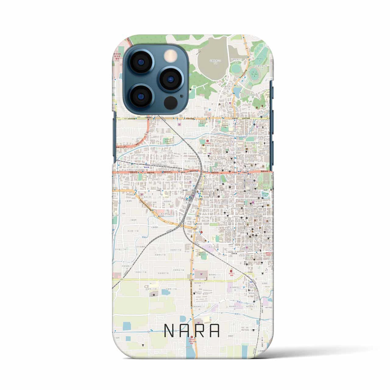 【奈良2】地図柄iPhoneケース（バックカバータイプ・ナチュラル）iPhone 12 / 12 Pro 用