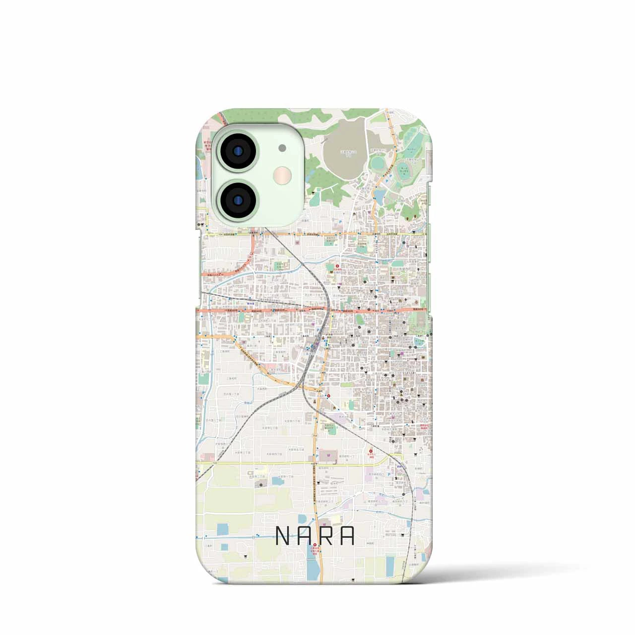 【奈良2】地図柄iPhoneケース（バックカバータイプ・ナチュラル）iPhone 12 mini 用