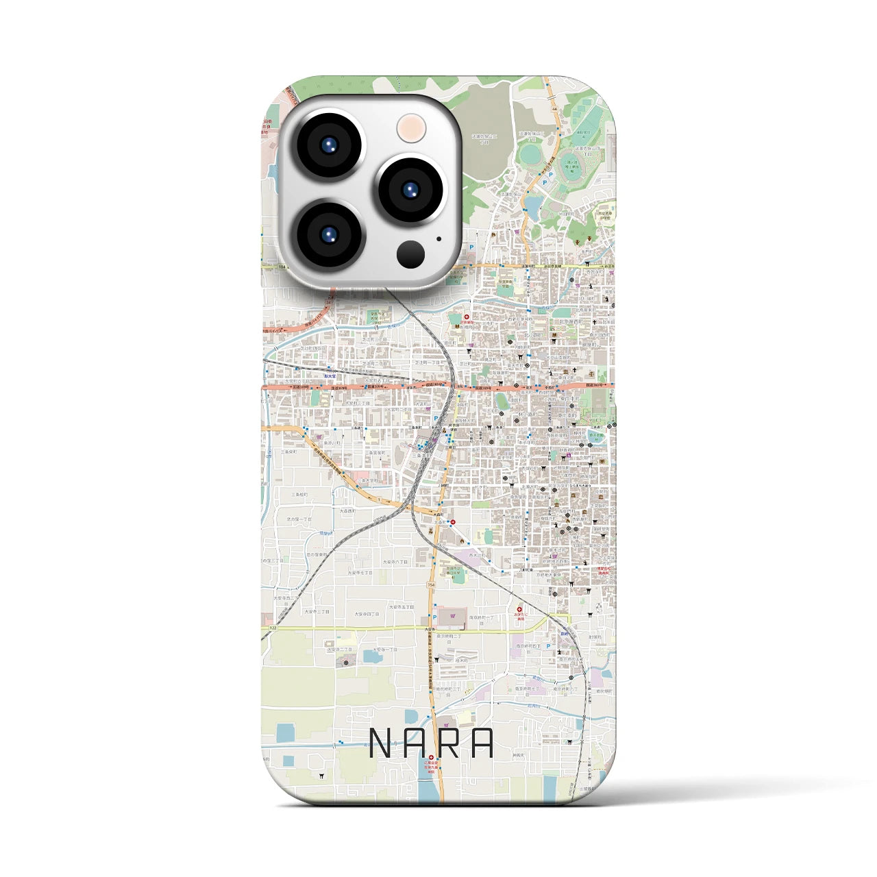 【奈良2】地図柄iPhoneケース（バックカバータイプ・ナチュラル）iPhone 13 Pro 用