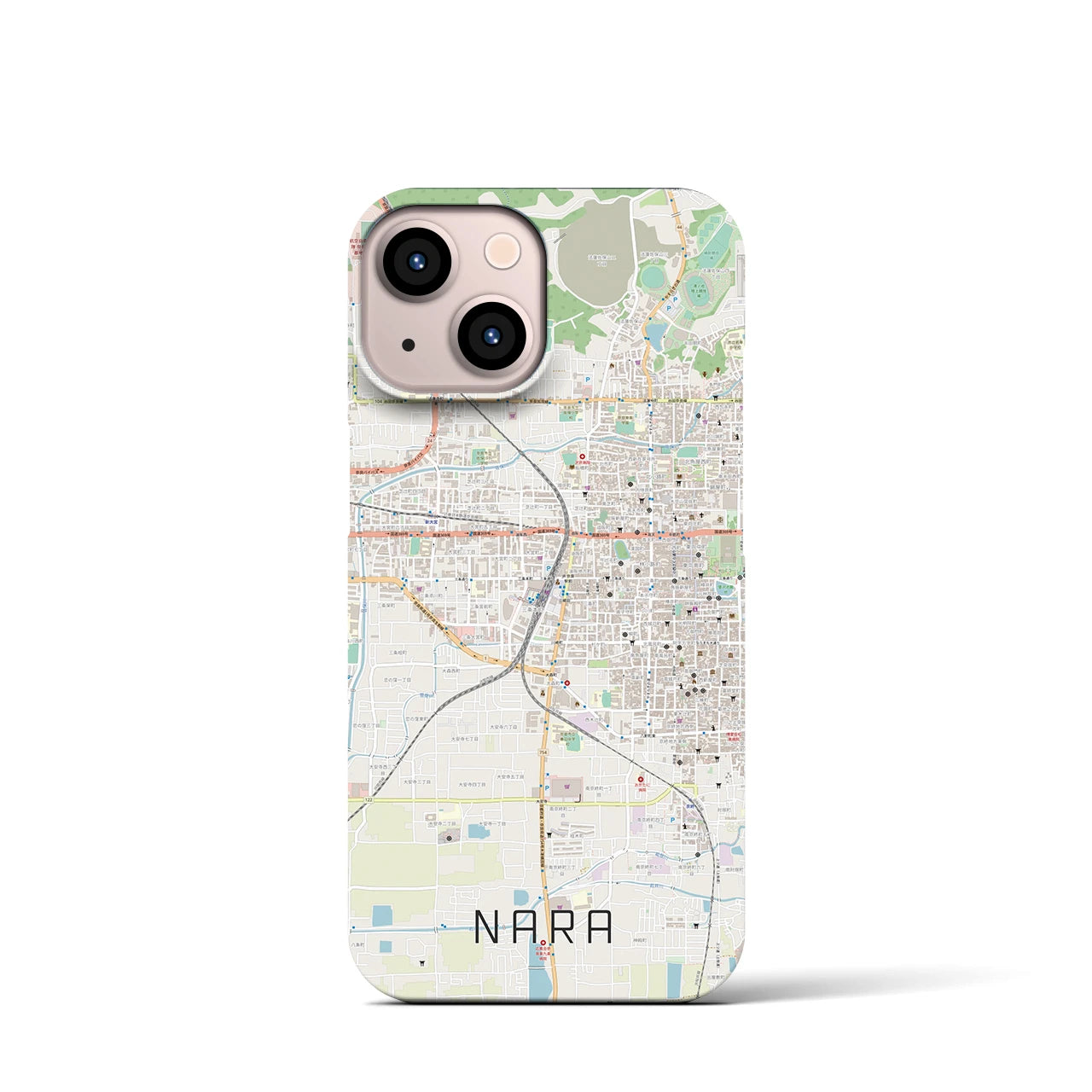 【奈良2】地図柄iPhoneケース（バックカバータイプ・ナチュラル）iPhone 13 mini 用
