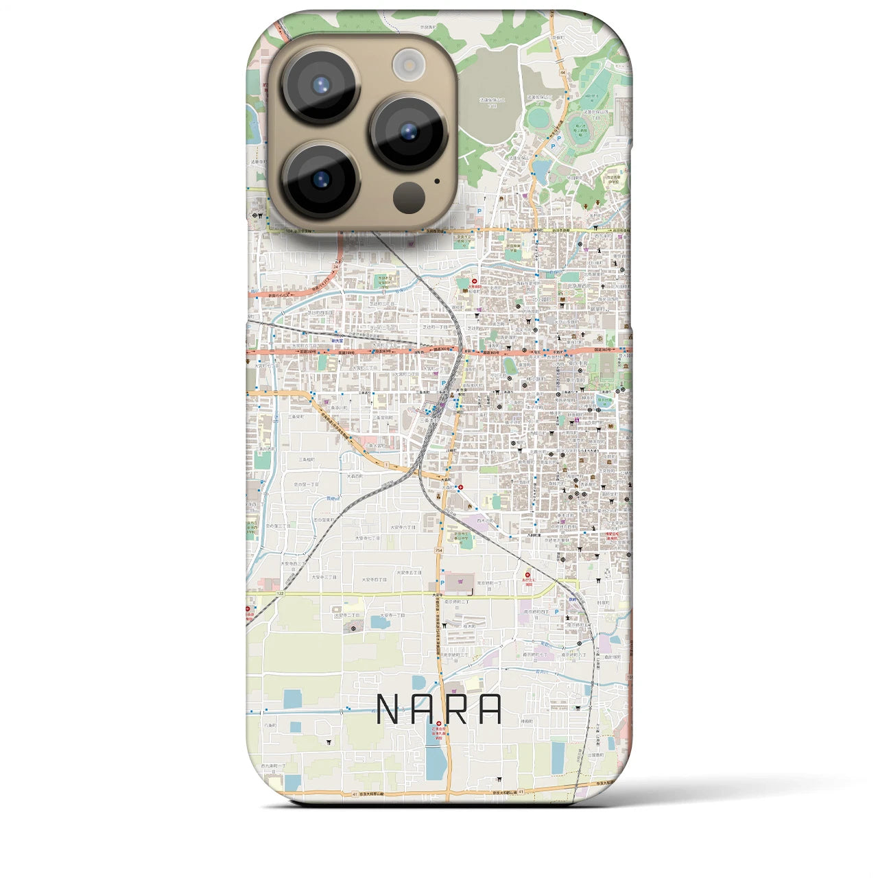 【奈良2】地図柄iPhoneケース（バックカバータイプ・ナチュラル）iPhone 14 Pro Max 用