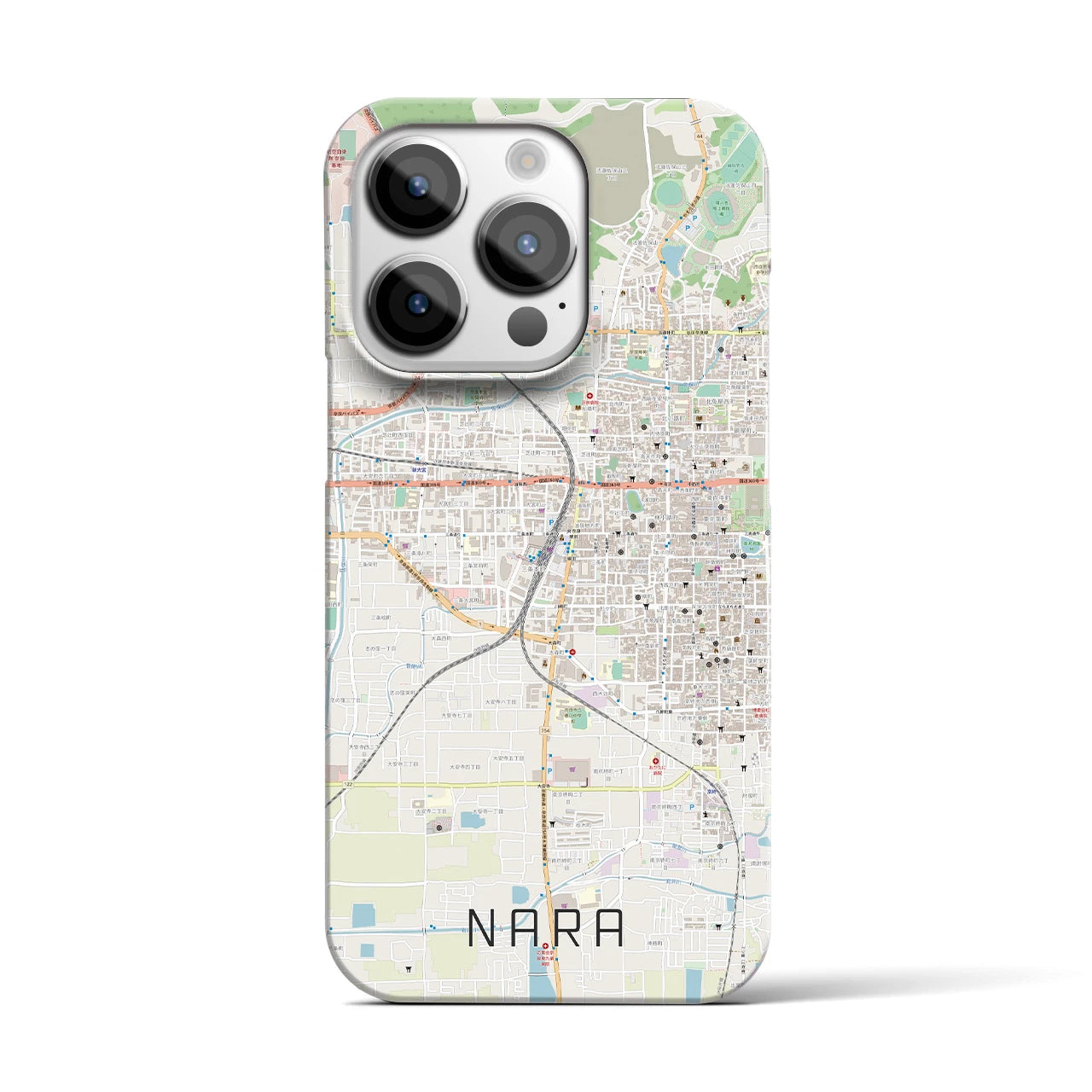 【奈良2】地図柄iPhoneケース（バックカバータイプ・ナチュラル）iPhone 14 Pro 用