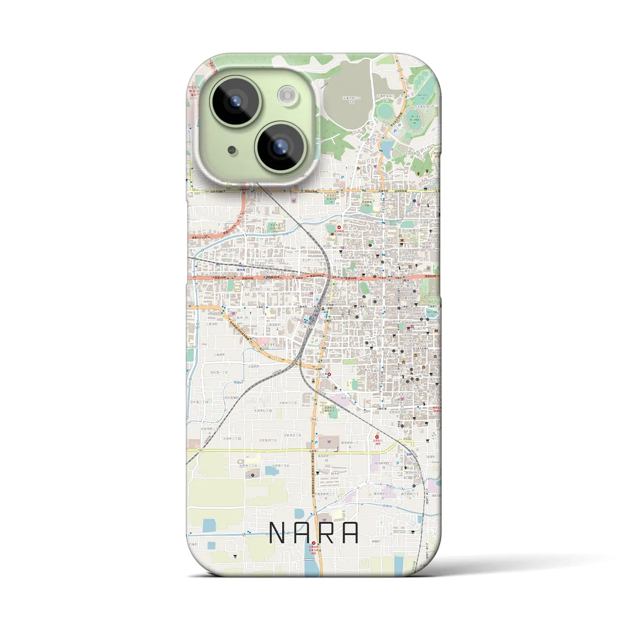 【奈良2】地図柄iPhoneケース（バックカバータイプ・ナチュラル）iPhone 15 用