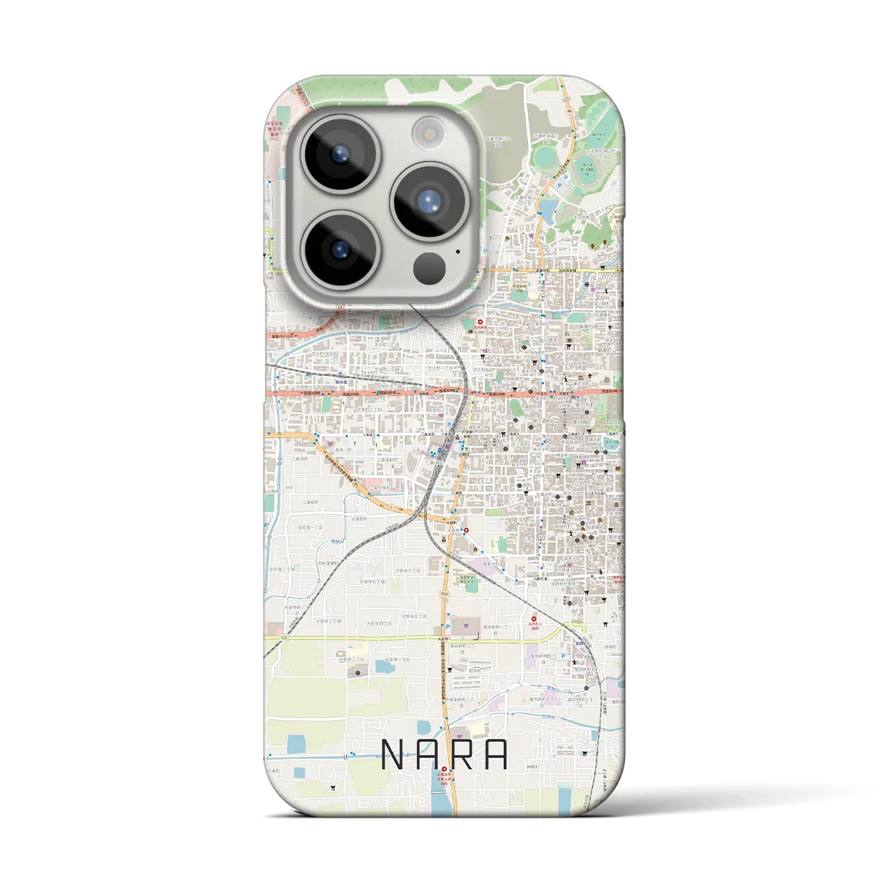 【奈良2】地図柄iPhoneケース（バックカバータイプ・ナチュラル）iPhone 15 Pro 用