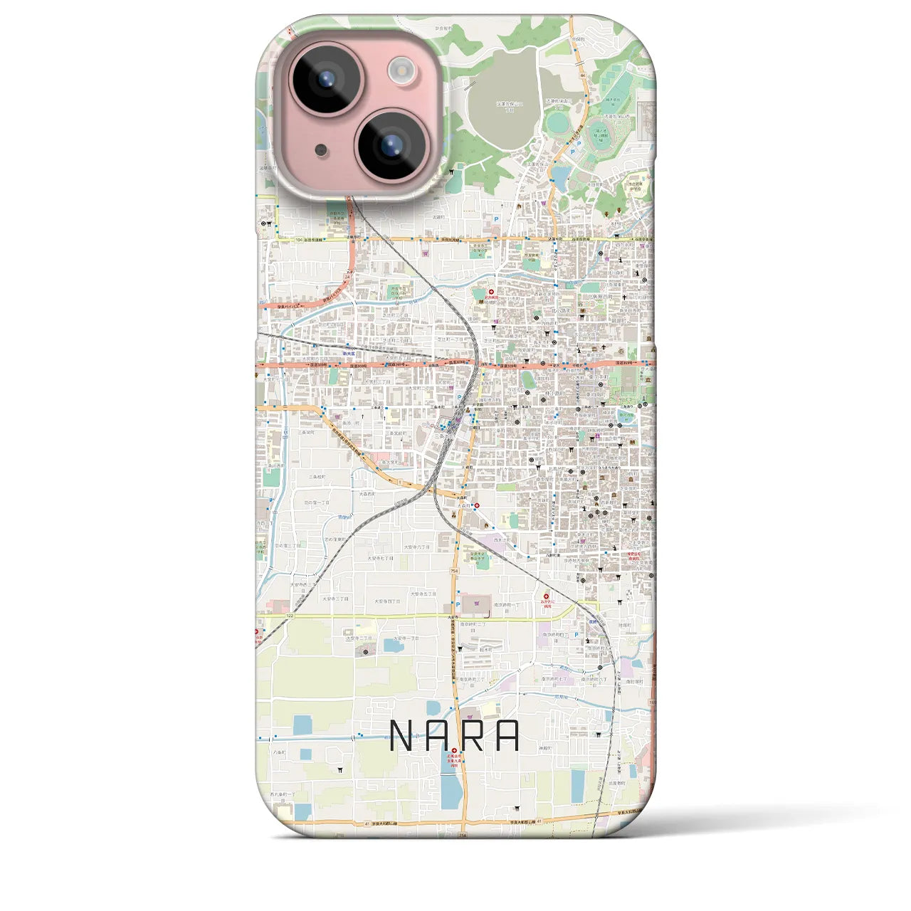 【奈良2】地図柄iPhoneケース（バックカバータイプ・ナチュラル）iPhone 15 Plus 用