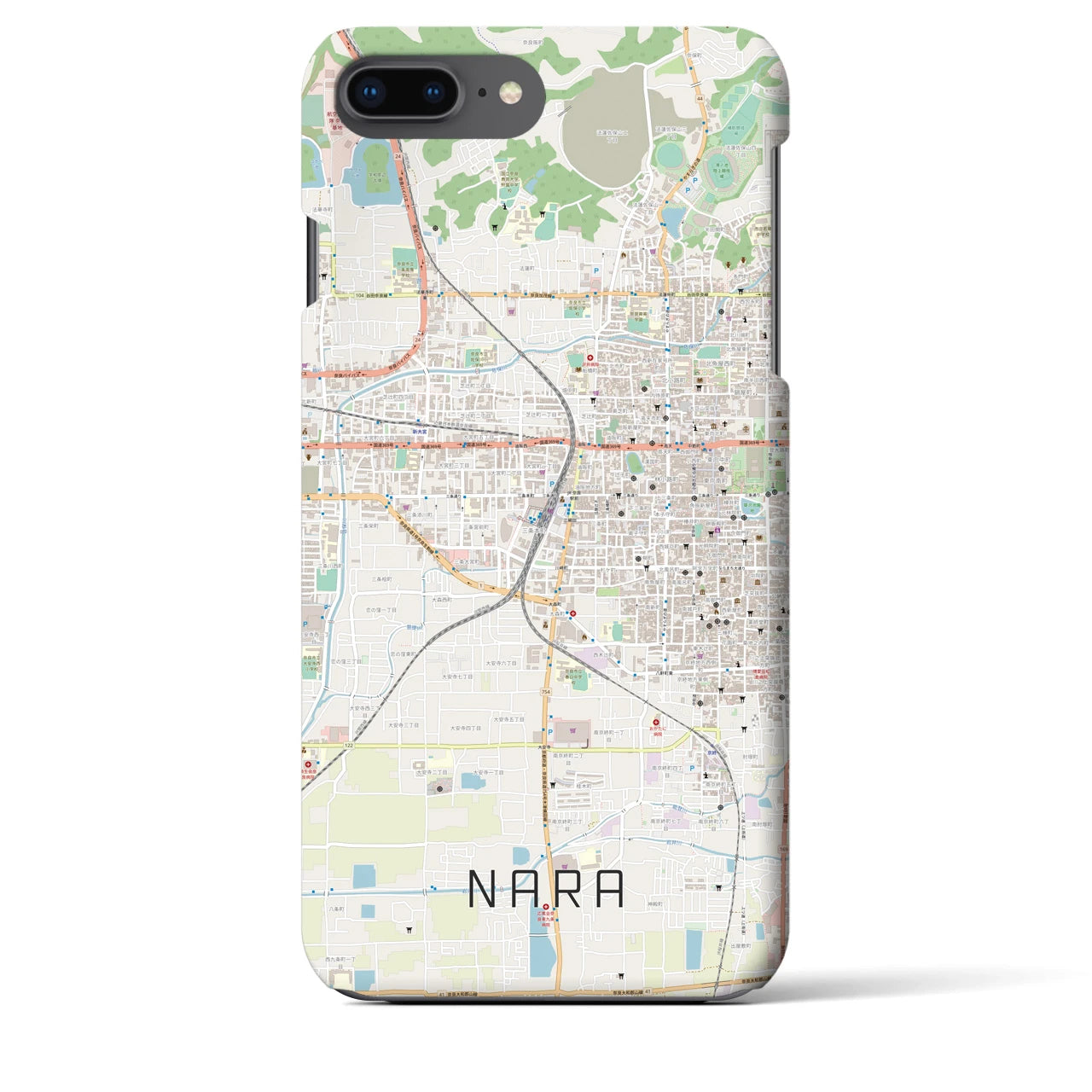 【奈良2】地図柄iPhoneケース（バックカバータイプ・ナチュラル）iPhone 8Plus /7Plus / 6sPlus / 6Plus 用