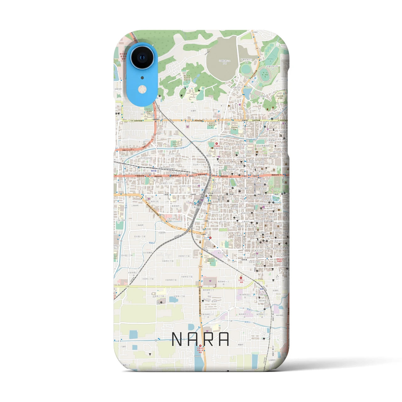 【奈良2】地図柄iPhoneケース（バックカバータイプ・ナチュラル）iPhone XR 用