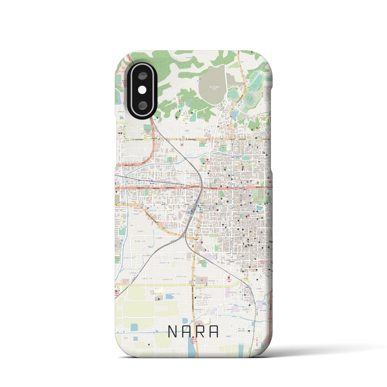 【奈良2】地図柄iPhoneケース（バックカバータイプ・ナチュラル）iPhone XS / X 用