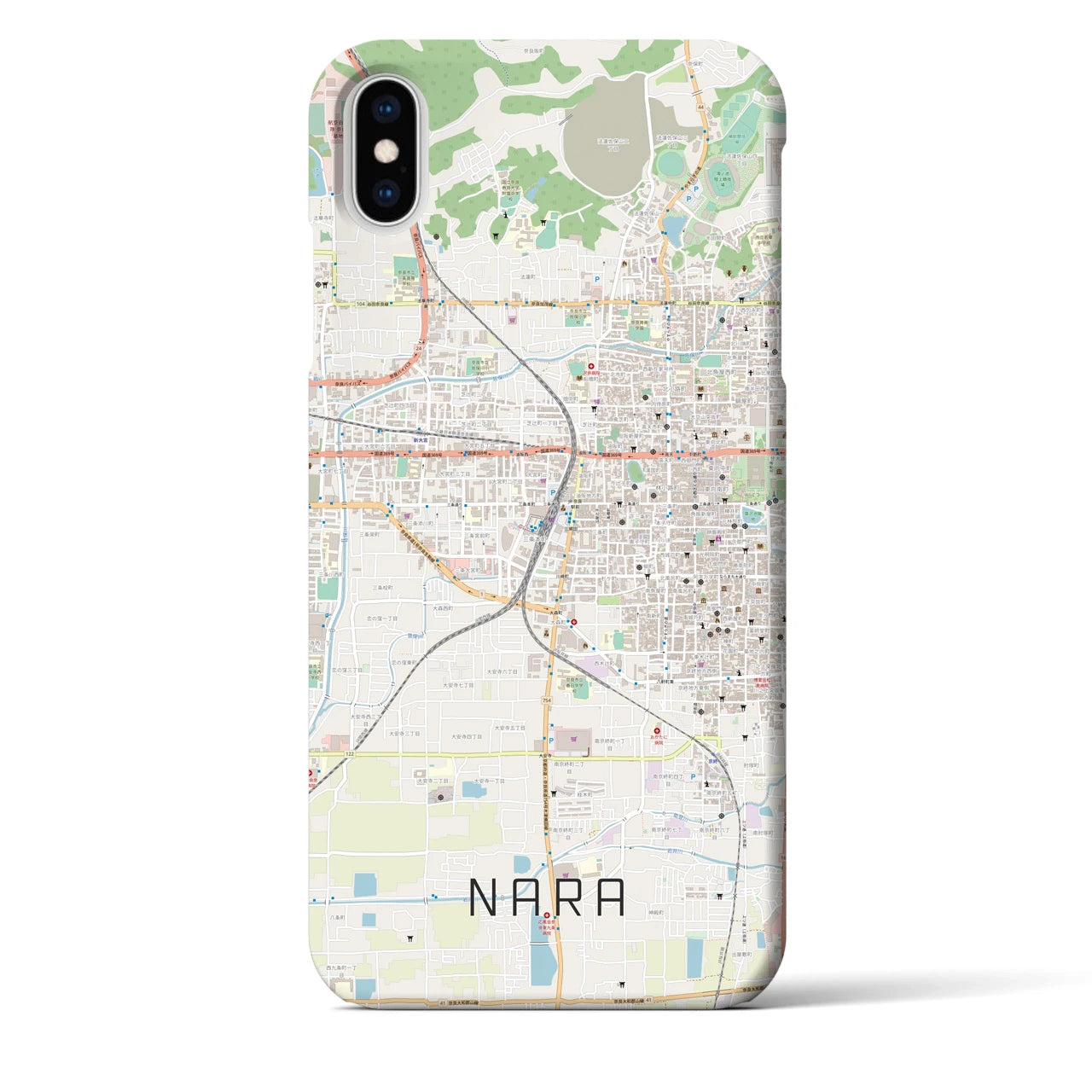 【奈良2】地図柄iPhoneケース（バックカバータイプ・ナチュラル）iPhone XS Max 用