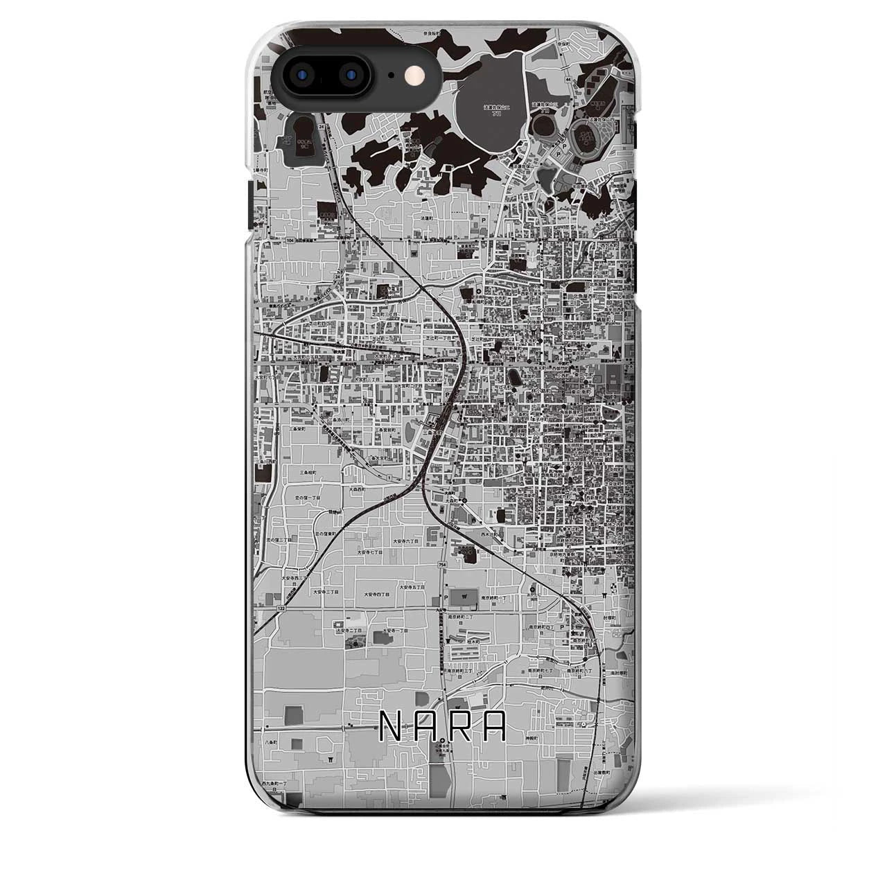 【奈良2】地図柄iPhoneケース（クリアタイプ・モノトーン）iPhone 8Plus /7Plus / 6sPlus / 6Plus 用