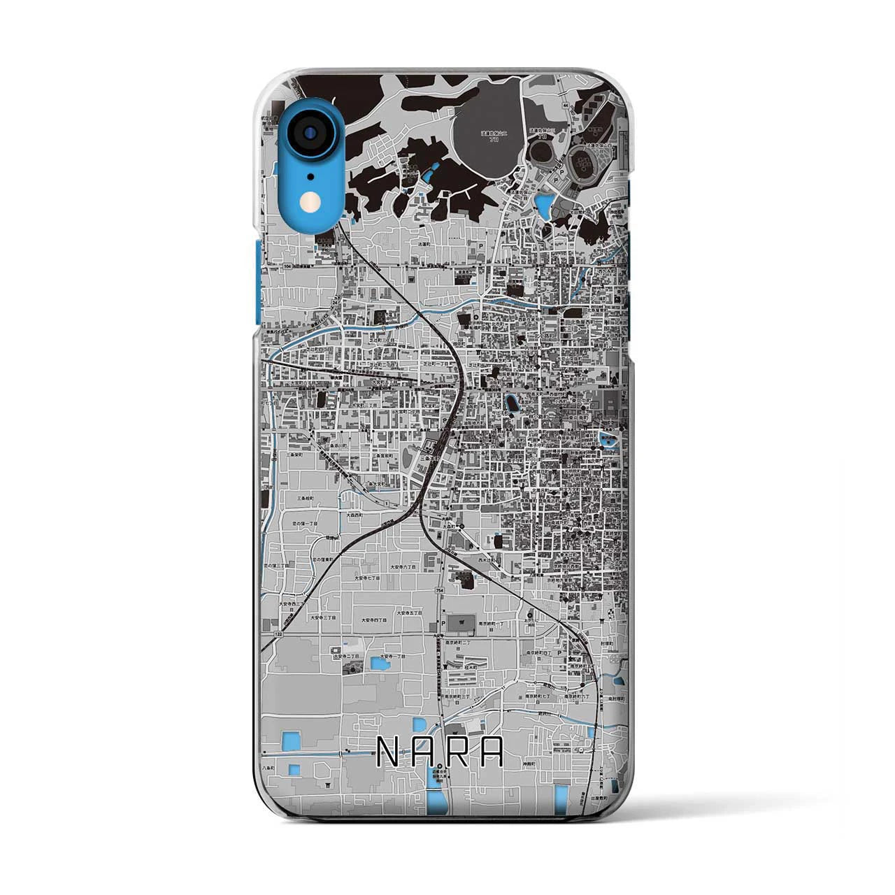 【奈良2】地図柄iPhoneケース（クリアタイプ・モノトーン）iPhone XR 用