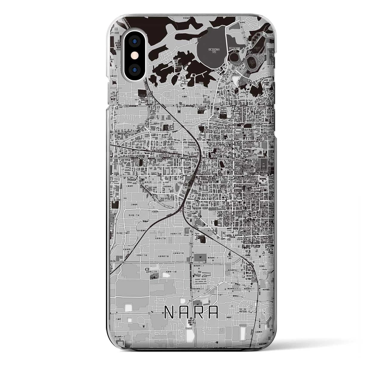 【奈良2】地図柄iPhoneケース（クリアタイプ・モノトーン）iPhone XS Max 用
