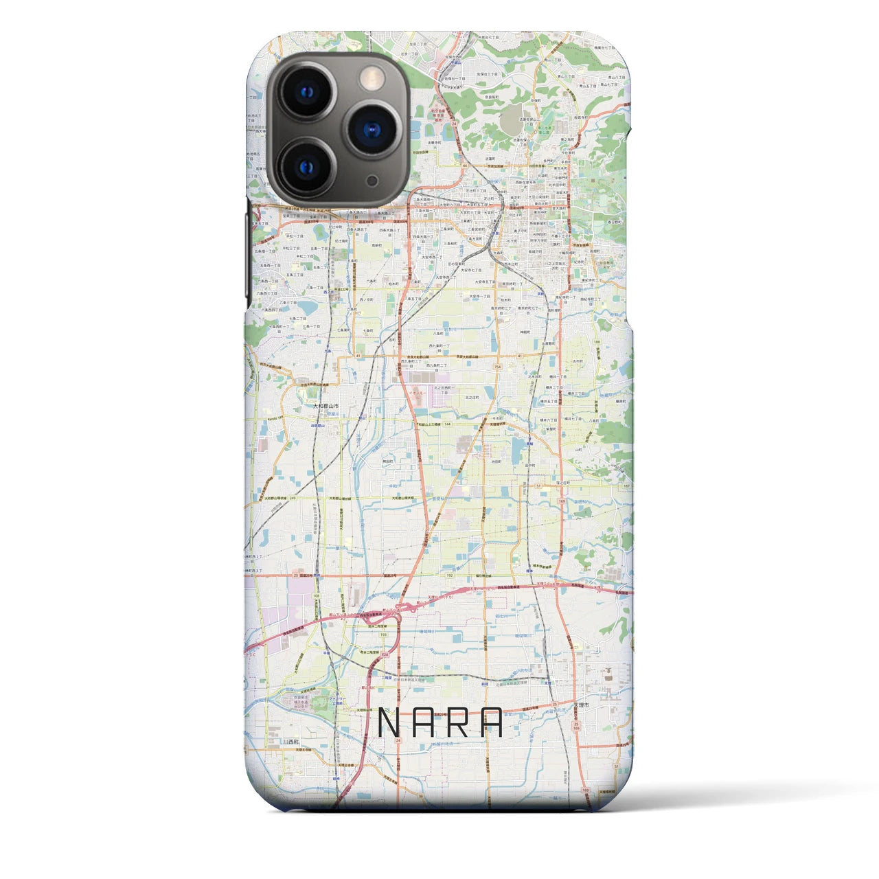 【奈良】地図柄iPhoneケース（バックカバータイプ・ナチュラル）iPhone 11 Pro Max 用