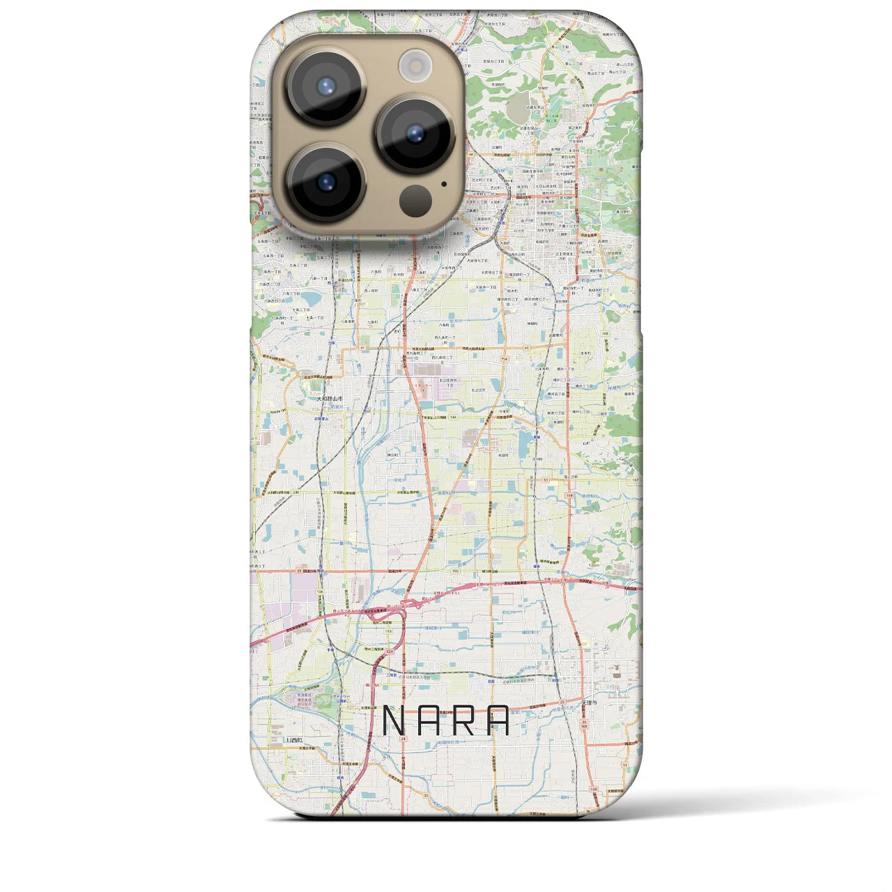 【奈良】地図柄iPhoneケース（バックカバータイプ・ナチュラル）iPhone 14 Pro Max 用
