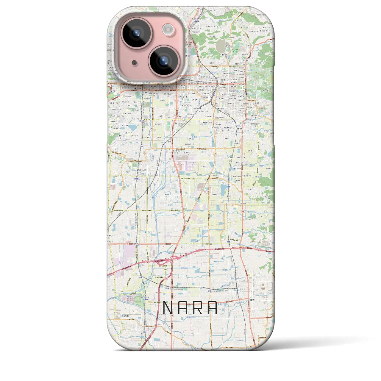 【奈良】地図柄iPhoneケース（バックカバータイプ・ナチュラル）iPhone 15 Plus 用