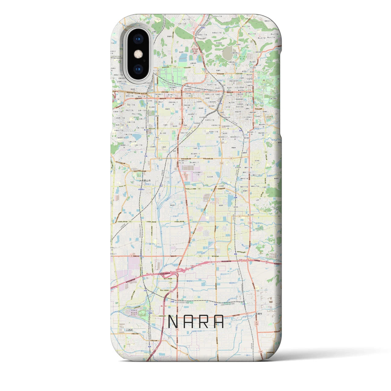 【奈良】地図柄iPhoneケース（バックカバータイプ・ナチュラル）iPhone XS Max 用