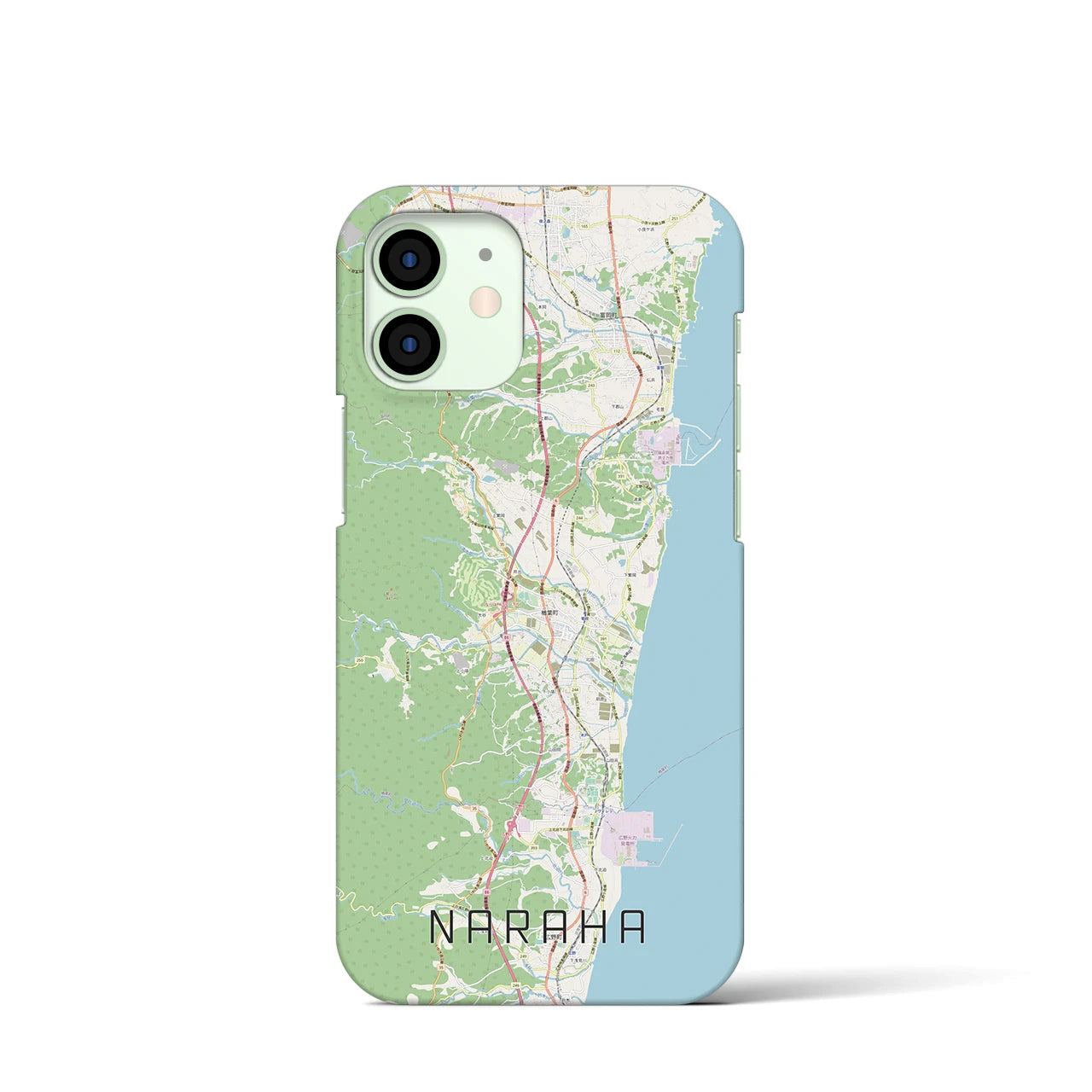 【楢葉】地図柄iPhoneケース（バックカバータイプ・ナチュラル）iPhone 12 mini 用