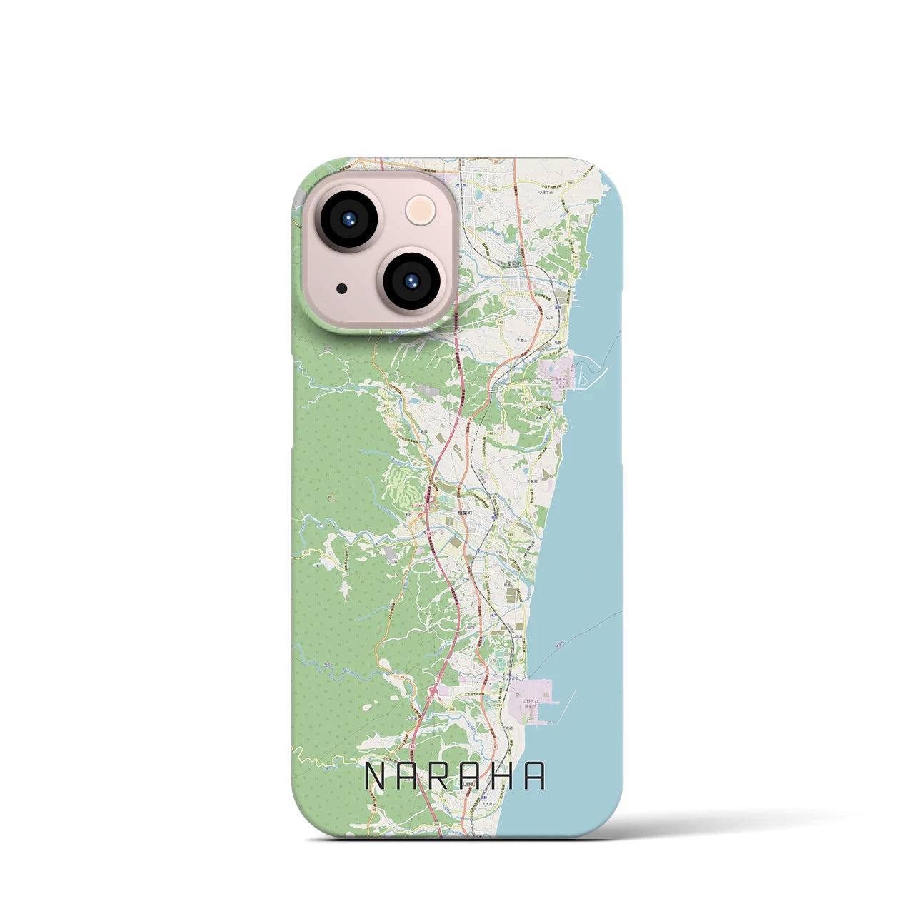 【楢葉】地図柄iPhoneケース（バックカバータイプ・ナチュラル）iPhone 13 mini 用