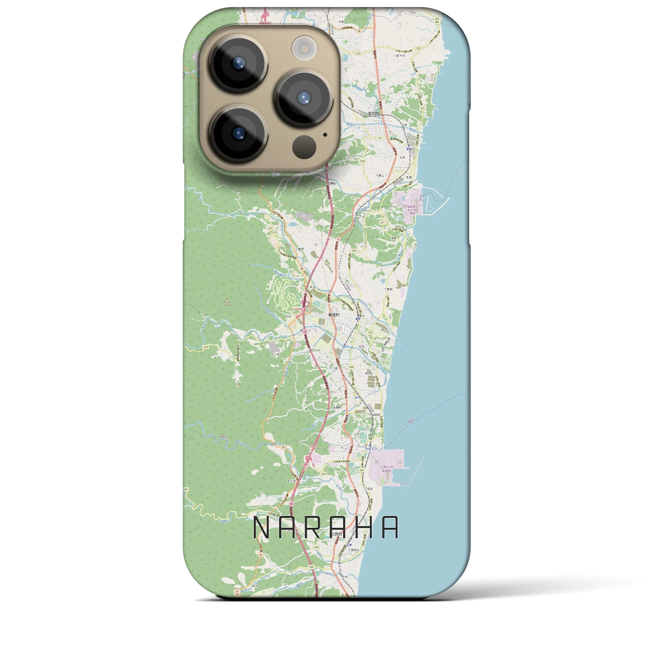 【楢葉】地図柄iPhoneケース（バックカバータイプ・ナチュラル）iPhone 14 Pro Max 用