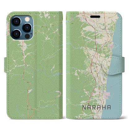 【楢葉（福島県）】地図柄iPhoneケース（手帳タイプ）ナチュラル・iPhone 12 / 12 Pro 用