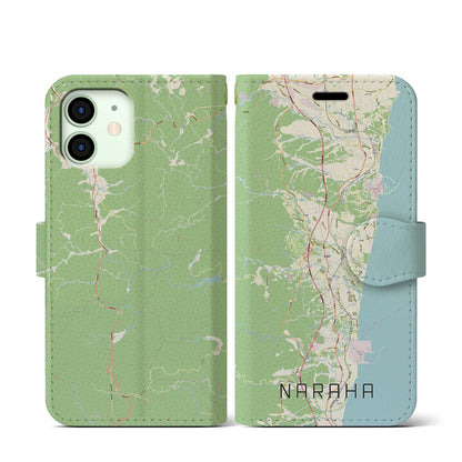 【楢葉（福島県）】地図柄iPhoneケース（手帳タイプ）ナチュラル・iPhone 12 mini 用