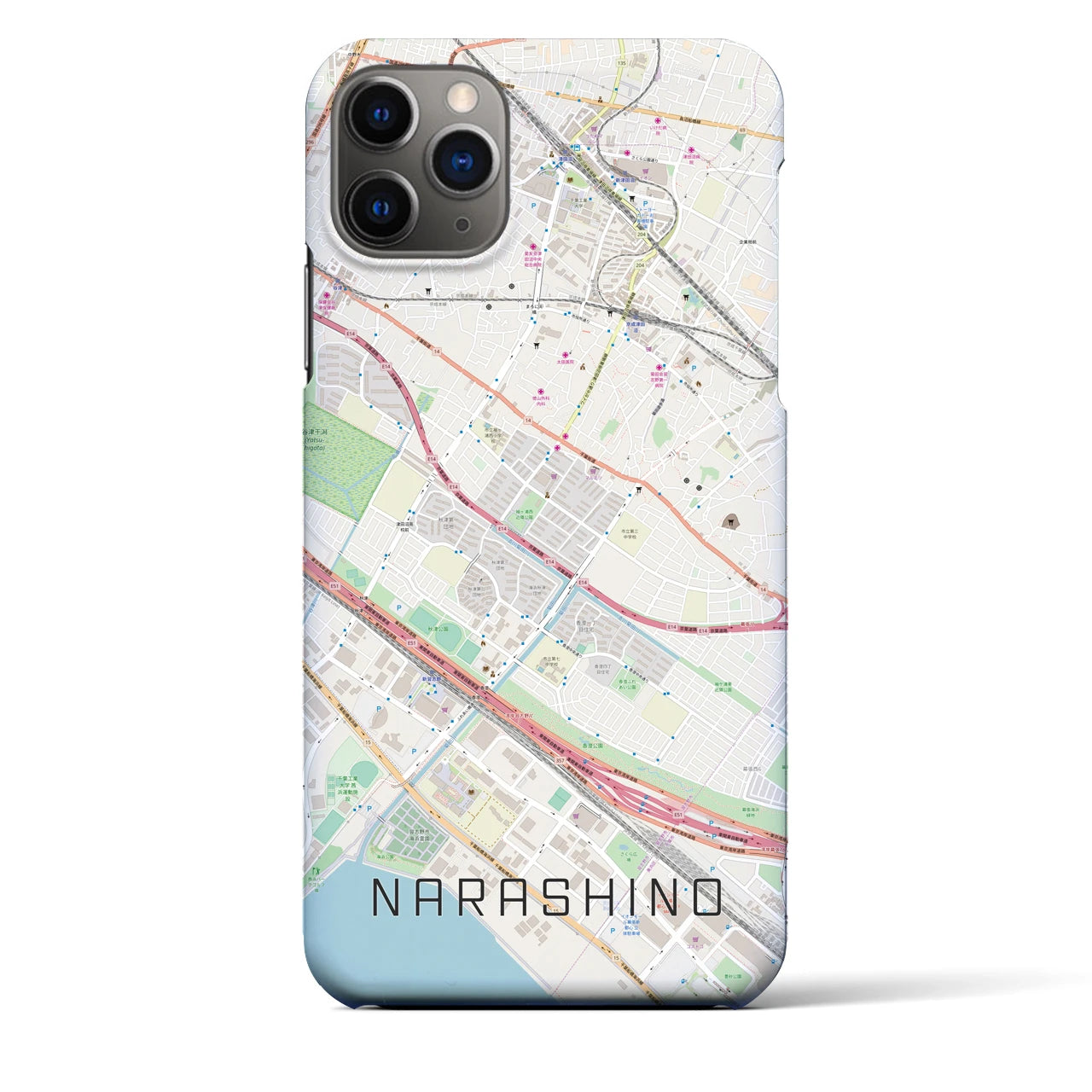 【習志野】地図柄iPhoneケース（バックカバータイプ・ナチュラル）iPhone 11 Pro Max 用