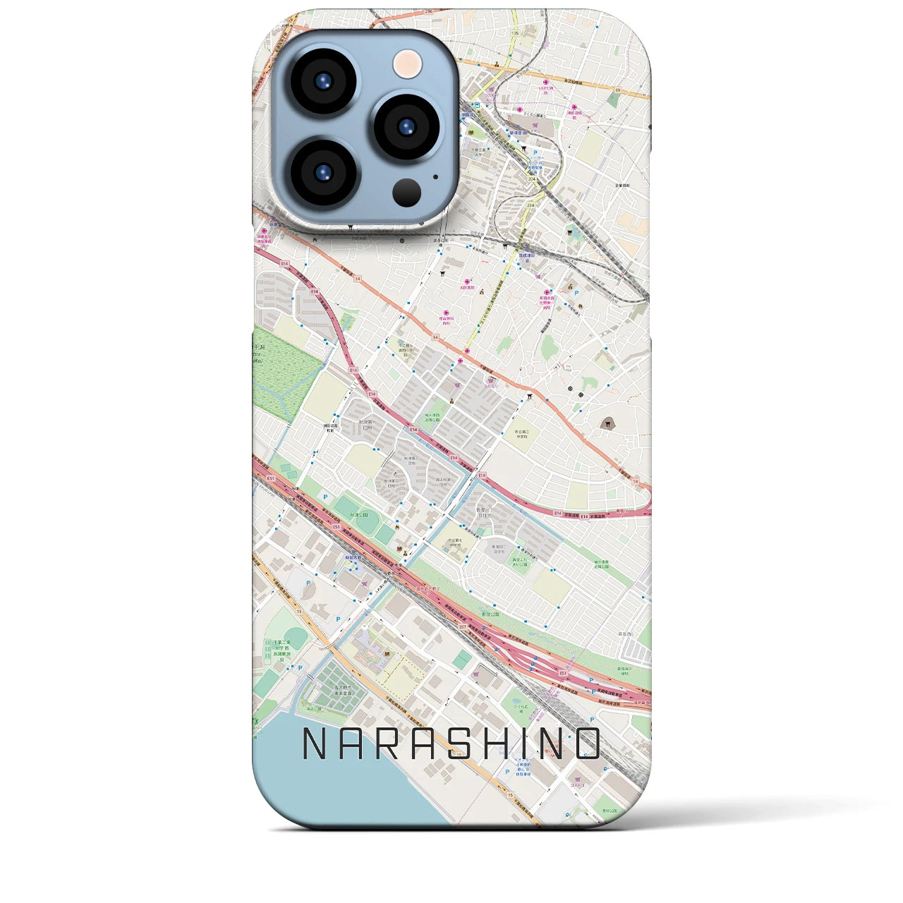【習志野】地図柄iPhoneケース（バックカバータイプ・ナチュラル）iPhone 13 Pro Max 用