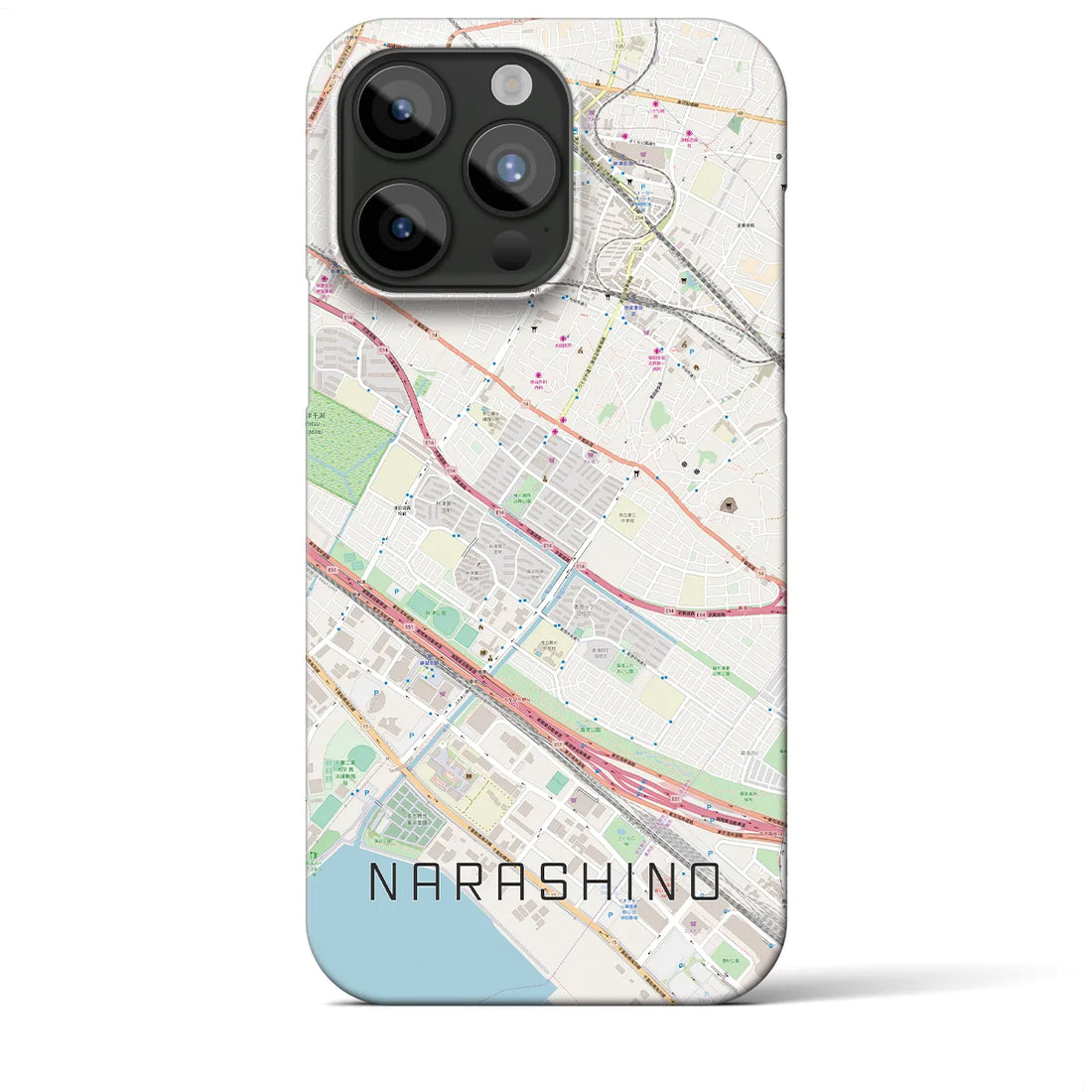 【習志野】地図柄iPhoneケース（バックカバータイプ・ナチュラル）iPhone 15 Pro Max 用