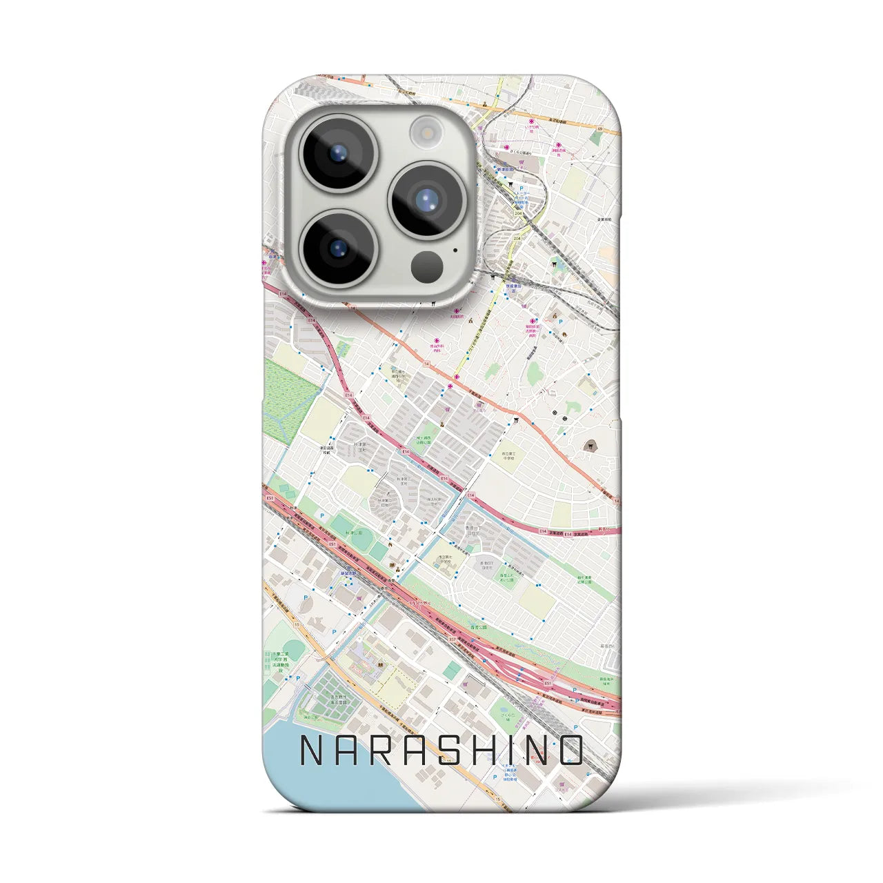 【習志野】地図柄iPhoneケース（バックカバータイプ・ナチュラル）iPhone 15 Pro 用
