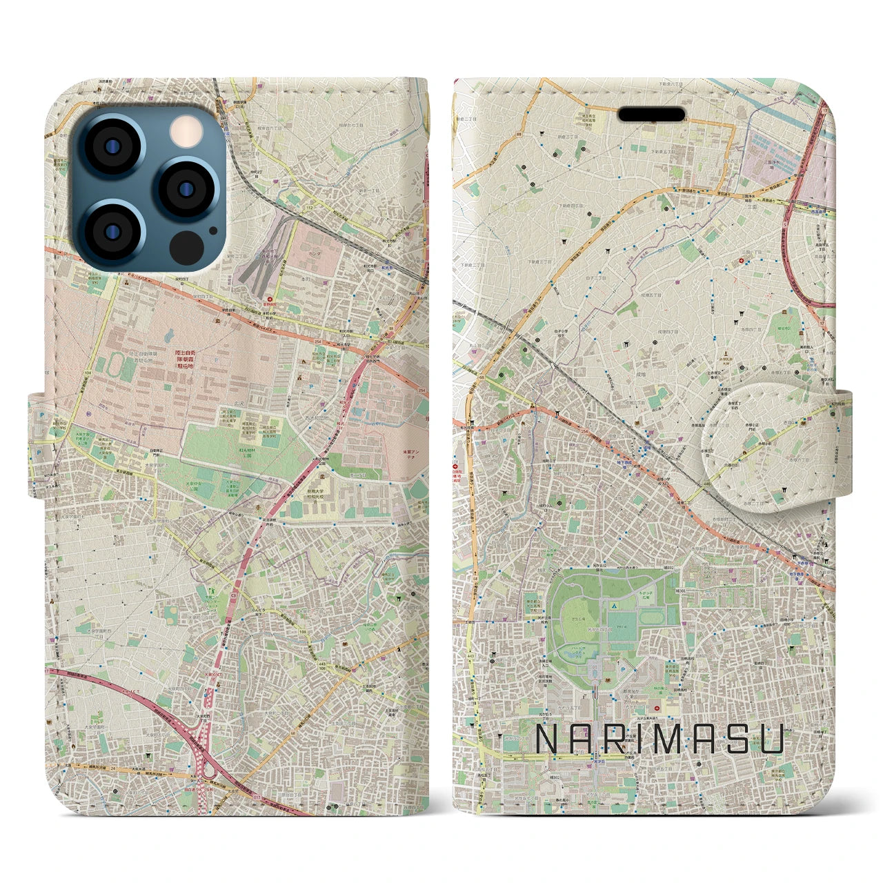 【成増】地図柄iPhoneケース（手帳両面タイプ・ナチュラル）iPhone 12 / 12 Pro 用