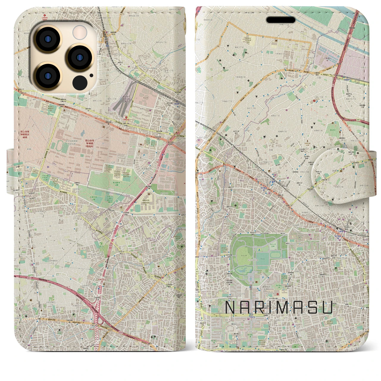 【成増】地図柄iPhoneケース（手帳両面タイプ・ナチュラル）iPhone 12 Pro Max 用