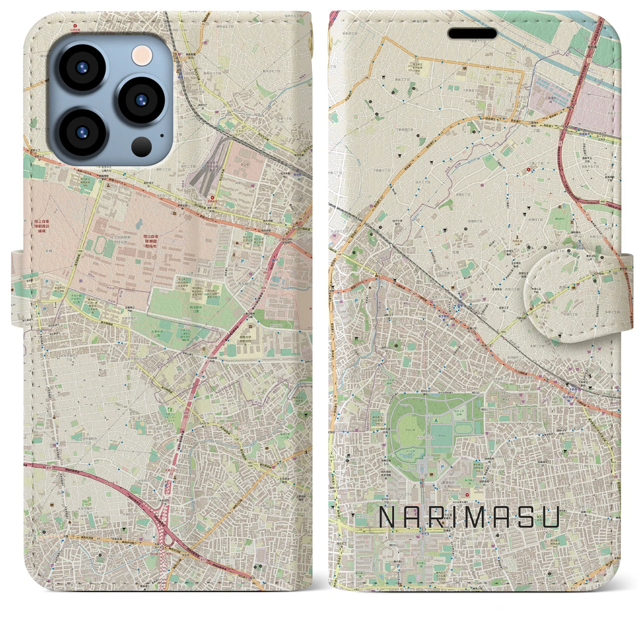【成増】地図柄iPhoneケース（手帳両面タイプ・ナチュラル）iPhone 13 Pro Max 用