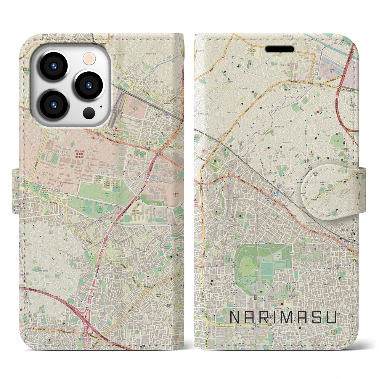 【成増】地図柄iPhoneケース（手帳両面タイプ・ナチュラル）iPhone 13 Pro 用