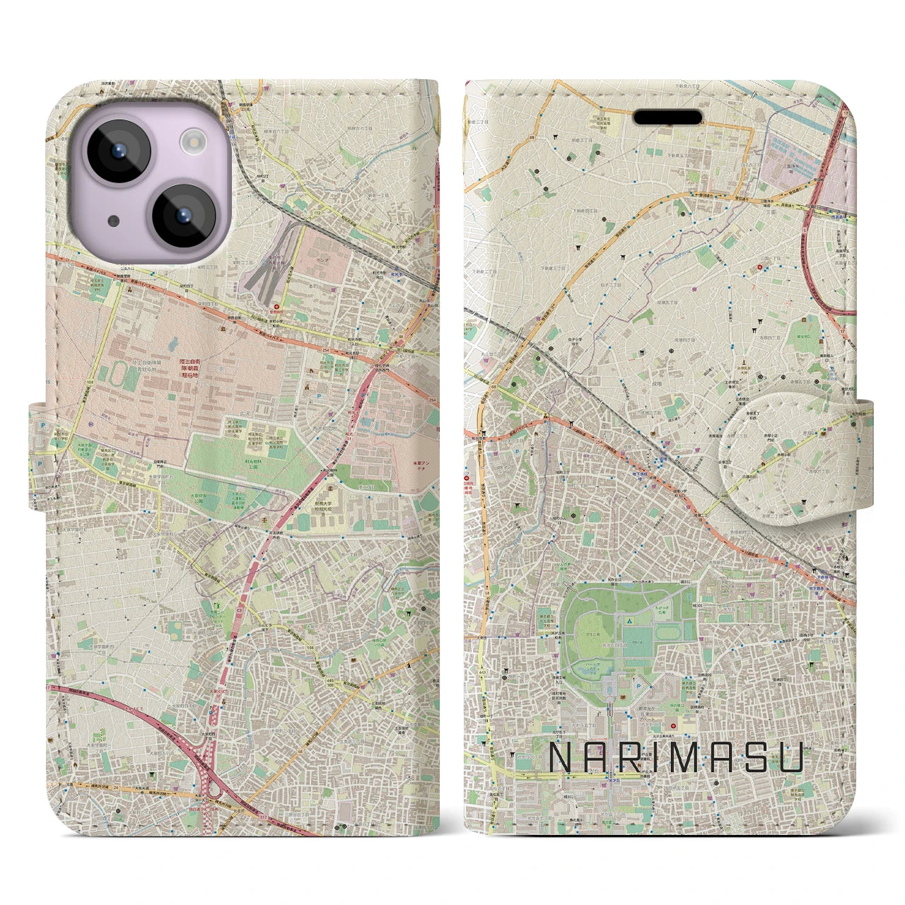 【成増】地図柄iPhoneケース（手帳両面タイプ・ナチュラル）iPhone 14 用